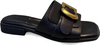 Sergio Moretti Schoenen, Dames, Zwart, 37 EU, Slippers met open neus