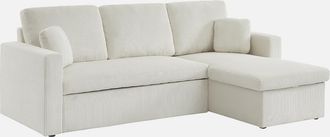 Sweeek Sweeek - Sof&aacute; Cama Esquinero Reversible 3 Plazas, Ida Pana, Crema, 219x81x68 Cm