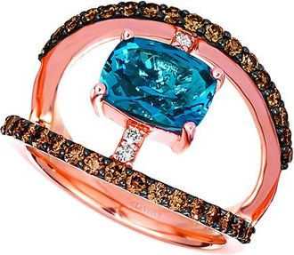 Le Vian 14K Rose Gold 2.70 Ct. Tw. Diamond & Blue Topaz Ring