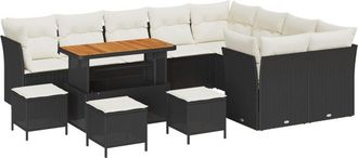 vidaXL Vidaxl - Garden Sofa Set Height-Adjustable 13 pcs Black Poly Rattan