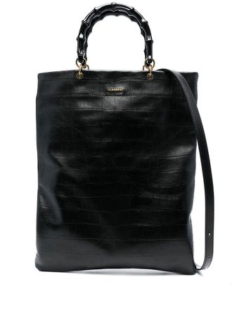 Jil Sander embossed leather tote bag - Black