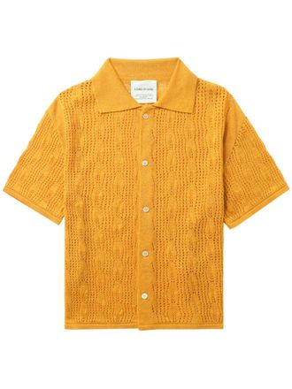 A Kind Of Guise Kadri ajour-knit linen-blend shirt - men - Linen/Flax/Lyocell - S - Yellow