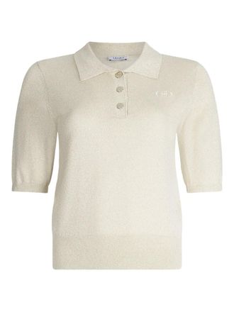 Liu Jo short-sleeve polo top - women - Viscose/Metallized Polyester/Nylon - L - 04120 WHITE WOOL