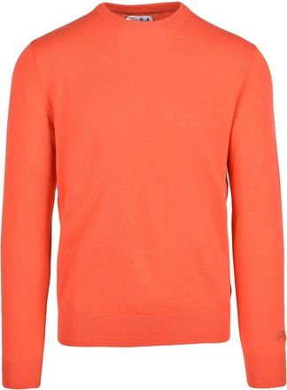 MC2 Saint Barth Crewneck Sweater In Vibrant Orange Merino Wool-Cashmere Blend