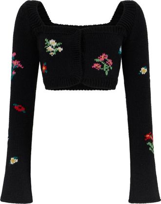 Philosophy di Lorenzo Serafini Gebreide Crop Cardigan - Dames - Vesten - Zwart - XS - Wol - Truien & Vesten