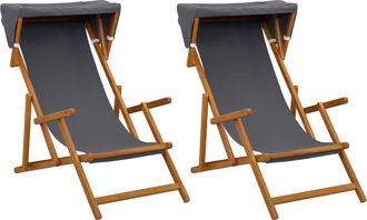 vidaXL Silla De Terraza 2 Pcs 3 Posici&oacute;n Madera De Eucalipto Maciza Vidaxl