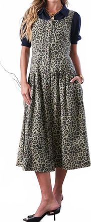 Current Air Button Front Sleeveless Midi Dress In Leopard