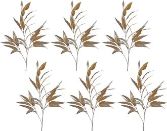 Melrose International Gold Long Blade Eucalyptus Leaf Spray (Set of 6) - Gold