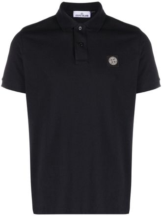 Stone Island Compass logo-embroidered cotton polo shirt - Blue