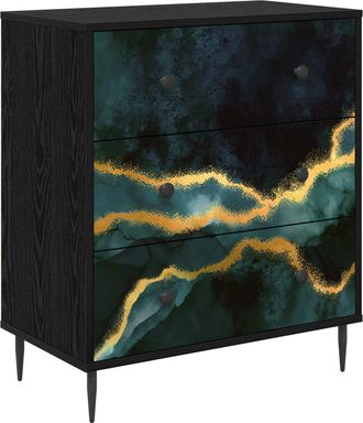 vidaXL Cajonera Wijhe Impresi&oacute;n De M&aacute;rmol Teal 66 X 36,5 X 76 Cm Vidaxl