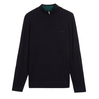 Ted Baker Fashbee Merk Trui Van Merinowol Met Halve Rits In Marineblauw