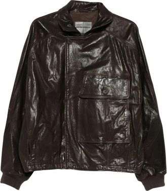 Emporio Armani Leather Jassen - Heren - Leren en Su&egrave;de Jassen - Bruin - XL - Jassen