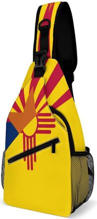 Generic Arizona And New Mexico Flags Mens Crossbody Chest Sling Bag for Travel Hiking Lightweight Shoulder Bags with Small Side