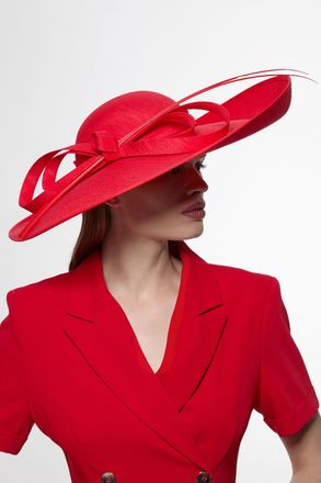 Karen Millen Womens Quill Bow Detailed Disk Fascinator - Red - One Size