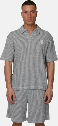 Good For Nothing Polo in maglia boucl&eacute; grigia con monogramma-Grigio