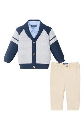 Andy & Evan Long Sleeve Button-Up Shirt, Shawl Collar Cardigan & Pants in Grey Heather at Nordstrom, Size 9-12M