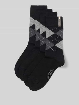 Camano Socken aus Baumwoll-Mix mit Logo-Stitching im 4er-Pack in Black, Gr&ouml;&szlig;e 39-42