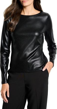 Nic+Zoe Glazed Ribbed Boat Neck T-Shirt in Black Onyx at Nordstrom, Size Xx-Large