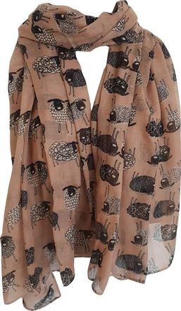 GlamLondon Womens Sketch Sheep Printed Scarf (Coffee Light)