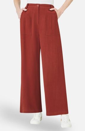 Yumi Linen Mix Mid Rise Trousers in Brown at Nordstrom, Size 12