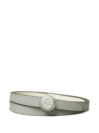 Tory Burch Romy reversible logo belt - women - Leather - S - Grey