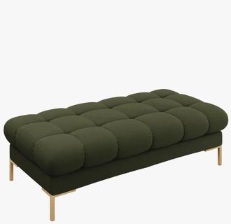 BLOOMINGLOFT Grosser Design Hocker / Sitzbank Mamaia Strukturstoff - Beine Gold