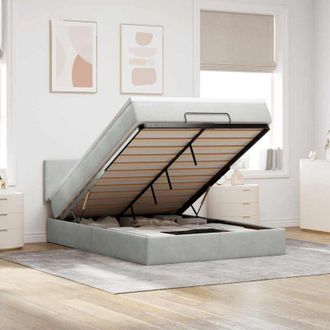 vidaXL Estructura Cama Otomana Colch&oacute;n Terciopelo Gris Claro 140x190cm