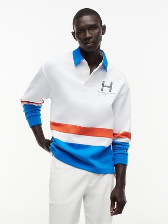 Tommy Hilfiger Mens Marina Club Logo Intechno Knit Rugby - White / Multi - XXL