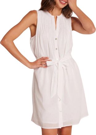 Bella Dahl Womens Sleeveless Pintuck Shirt Dress In White
