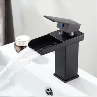 OEM Robinet Lavabo Cascade - Laiton Sans Plomb - M&eacute;lange Eau Chaude Froide - Montage Sur Pont 1 Trou - Finition Nickel Bross&eacute; - 1 Pi&egrave;ce
