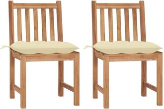 vidaXL Sillas De Jard&iacute;n 2 Unidades Madera Maciza De Teca Con Cojines Vidaxl
