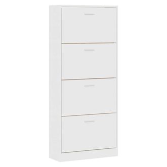 Berkfield Home Shoe Cabinet White 63x24x147 cm Engineered Wood | Size: 63 x 24 x 147 cm