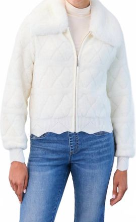 FDJ Detachable Collar Sweater Bomber Jacket In Cream