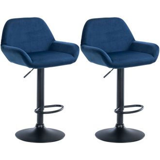 Clp Clp - Set De 2 Taburetes De Cocina Braga En Terciopelo Azul Metal Negro Mate