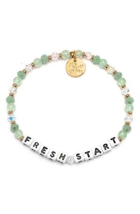 Little Words Project Fresh Start Beaded Stretch Bracelet in White/Green at Nordstrom, Size Small