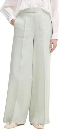 Benetton Wijde broek - Dames - Wijde Broeken - Groen - S - Linnen - Broeken