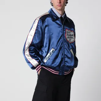 Needles Giacca Stadium Jacket in raso di poliestere navy