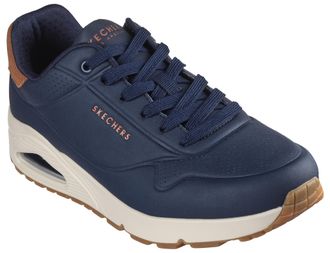 Skechers Sneaker SKECHERS UNO-SUITED ON AIR, Herren, Gr. 47,5, blau (navy), Lederimitat, Veloursleder, Schuhe Sneaker, Freizeitschuh, Halbschuh, Schn&uuml;rschuh mi