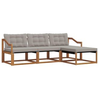 vidaXL Conjunto De Sof&aacute;s De Exterior 4 Pcs Gris Natural Y Claro Vidaxl