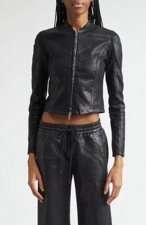 Diesel De-Gary-D Jogg Coated Denim Crop Jacket in Black/Denim at Nordstrom, Size Small