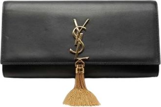 Saint Laurent Pre-owned Tassel Flap Clutch - Dames - Vintage Clutch - Zwart - ONE Size - Leer - Vintage