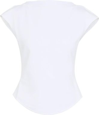 Alaia White Cap Cotton T-Shirt-Donna