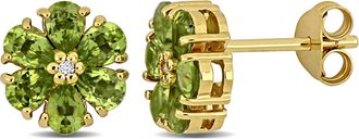 Mimi & Max 1 3/4ct TGW Citrine White Topaz Flower Stud Earrings Yellow Silver