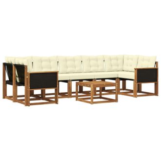 vidaXL Conjunto De Sof&aacute;s De Exterior Con Coj&iacute;n 8 Pcs Natural Y Crema Vidaxl