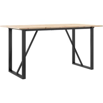 vidaXL Mesa De Comedor Marco O Madera Maciza Pino Y Acero 160x80x75cm Vidaxl