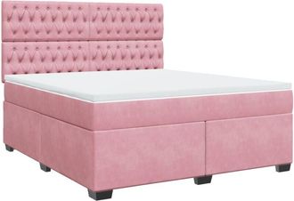 vidaXL Vidaxl - Cama Box Spring Con Colch&oacute;n Terciopelo Rosa 180x200 Cm