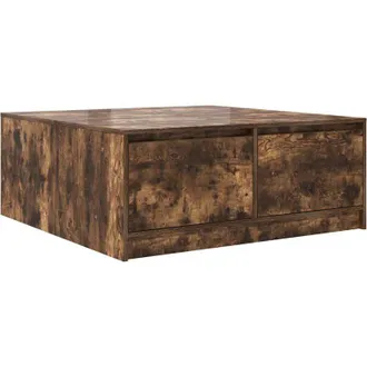 vidaXL Mesa De Centro Con Cajones Roble Ahumado 100x100x40 Cm Vidaxl