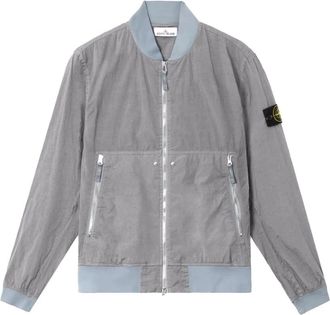 Stone Island Bomber Jackets, male, Gray, M, Grey Nylon Metal Bomber Jacket