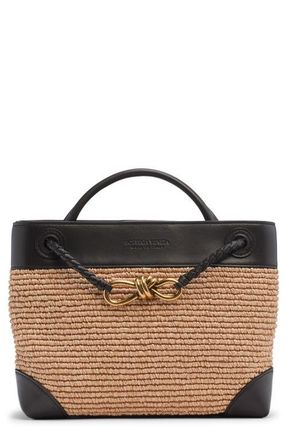 Bottega Veneta Small Andiamo Raffia & Leather Shoulder Bag in Natural/Espresso at Nordstrom