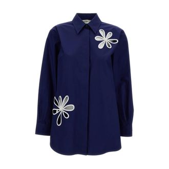 Fendi Shirts, female, Blue, Size: 2XS Cotton Poplin Shirt